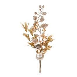 BreeBe - Glittered Berry and Ornament Spray – Set of 4 - Gold, Silver