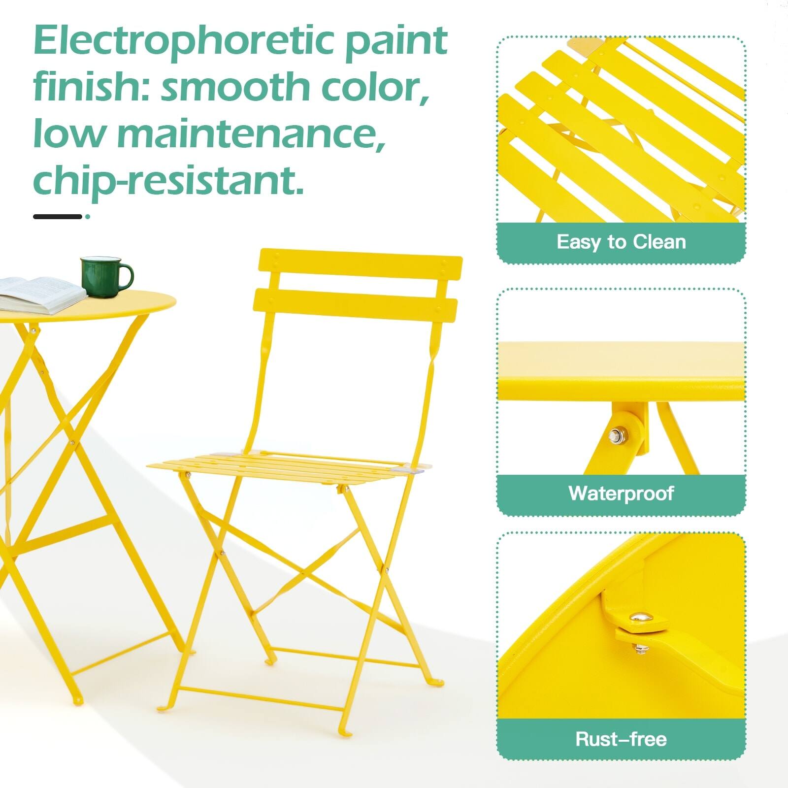 Electrophoretic paint finish: smooth color, low maintenance, chip-resistant.

- Easy to Clean
- Waterproof
- Rust-free