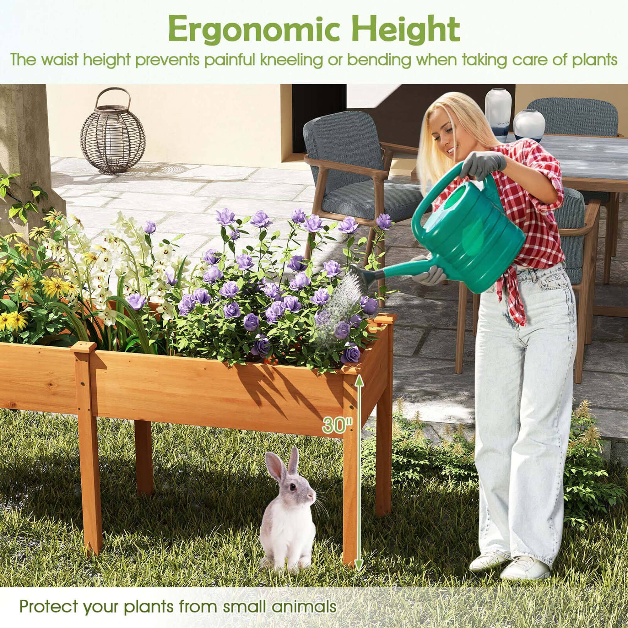 Ergonomic Height: The waist height prevents painful kneeling or bending when taking care of plants. Protect your plants from small animals.
