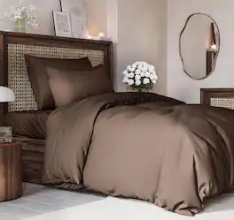 CGK Linens - Luxury Soft Premium Duvet Cover Set - Zipper Closure & Matching Pillow Shams - Twin - Brown