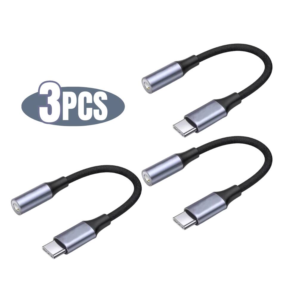 Alt View 4. Qixxronics - USB-C to 3.5 mm Adapter,(3-Pack)  USB-C to Jack AUX Adapter - Gray.
