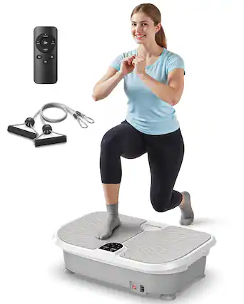 Front. FEIERDUN - Vibration Plate Exercise Machine, 400 LBS Capacity Vibration Plate for Lymphatic Drainage, Max Space for Whole-Body - grey.