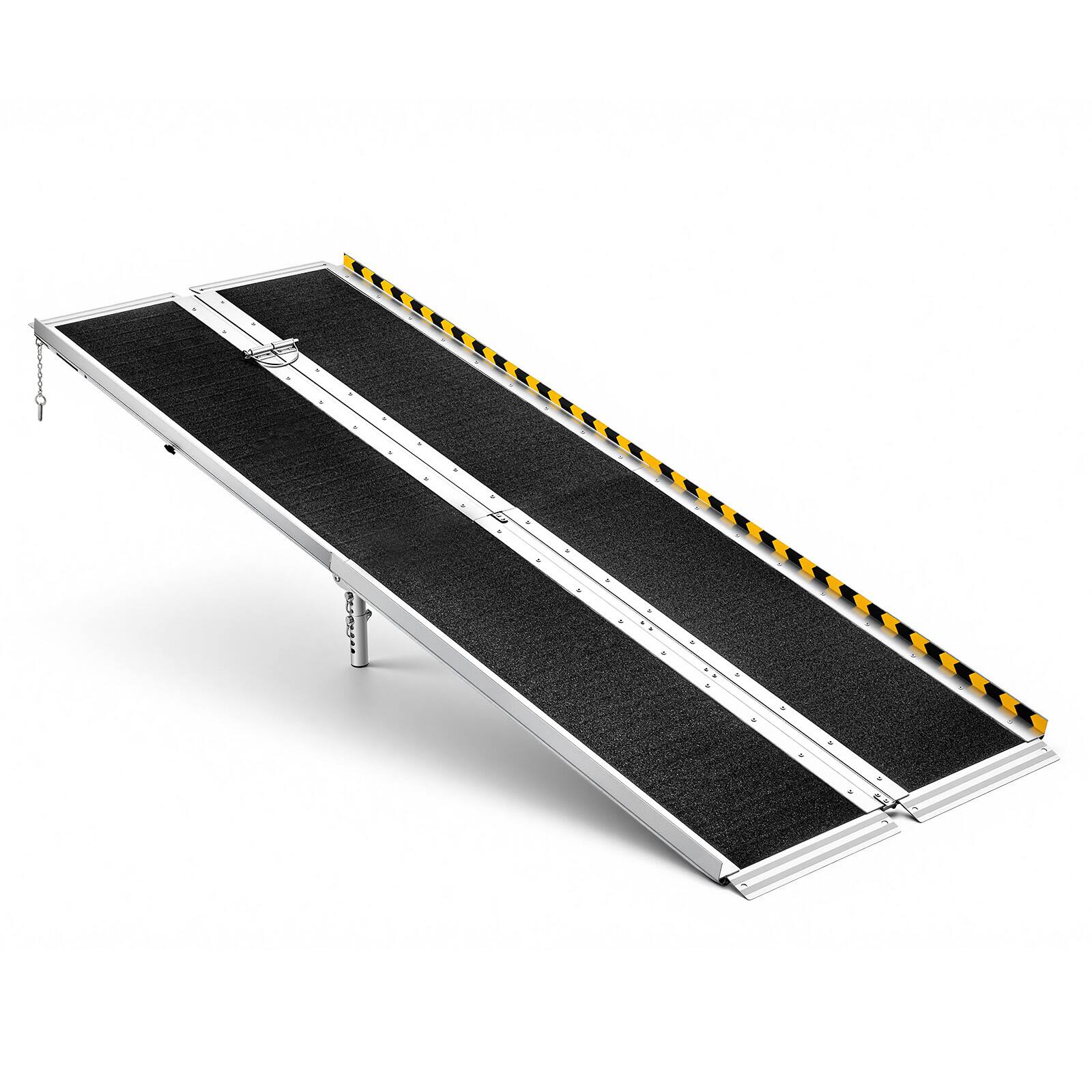 Alt View 5. VEVOR - Portable Wheelchair Ramp, 7FT, Non-Slip Aluminum Folding Handicap Ramp for Wheelchair, 800 lbs Capacity - Silver;Black.