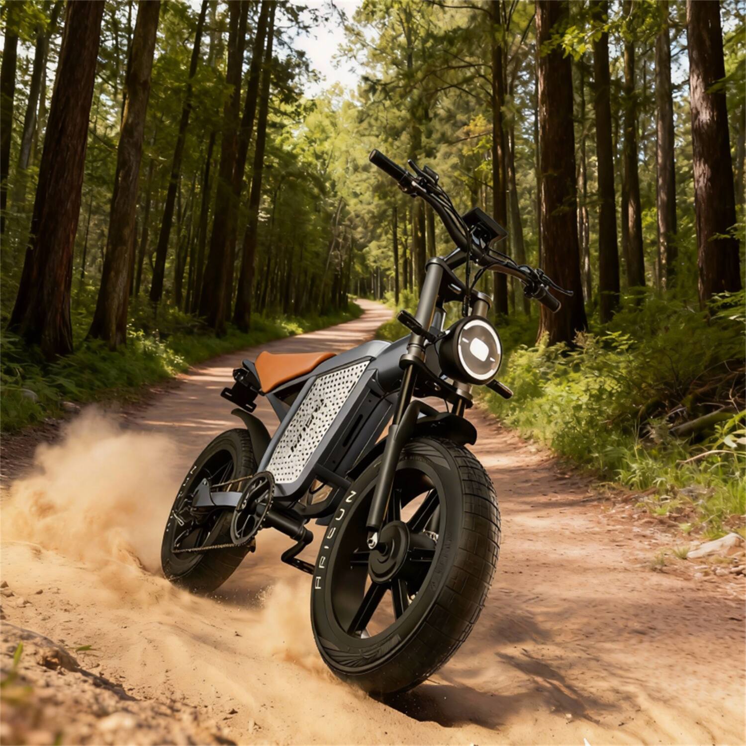 Alt View 2. Forest'nSky - 20" Electric Bike, 1500W Dual Motor, 80-Mile Range, 48V Battery - Gray.