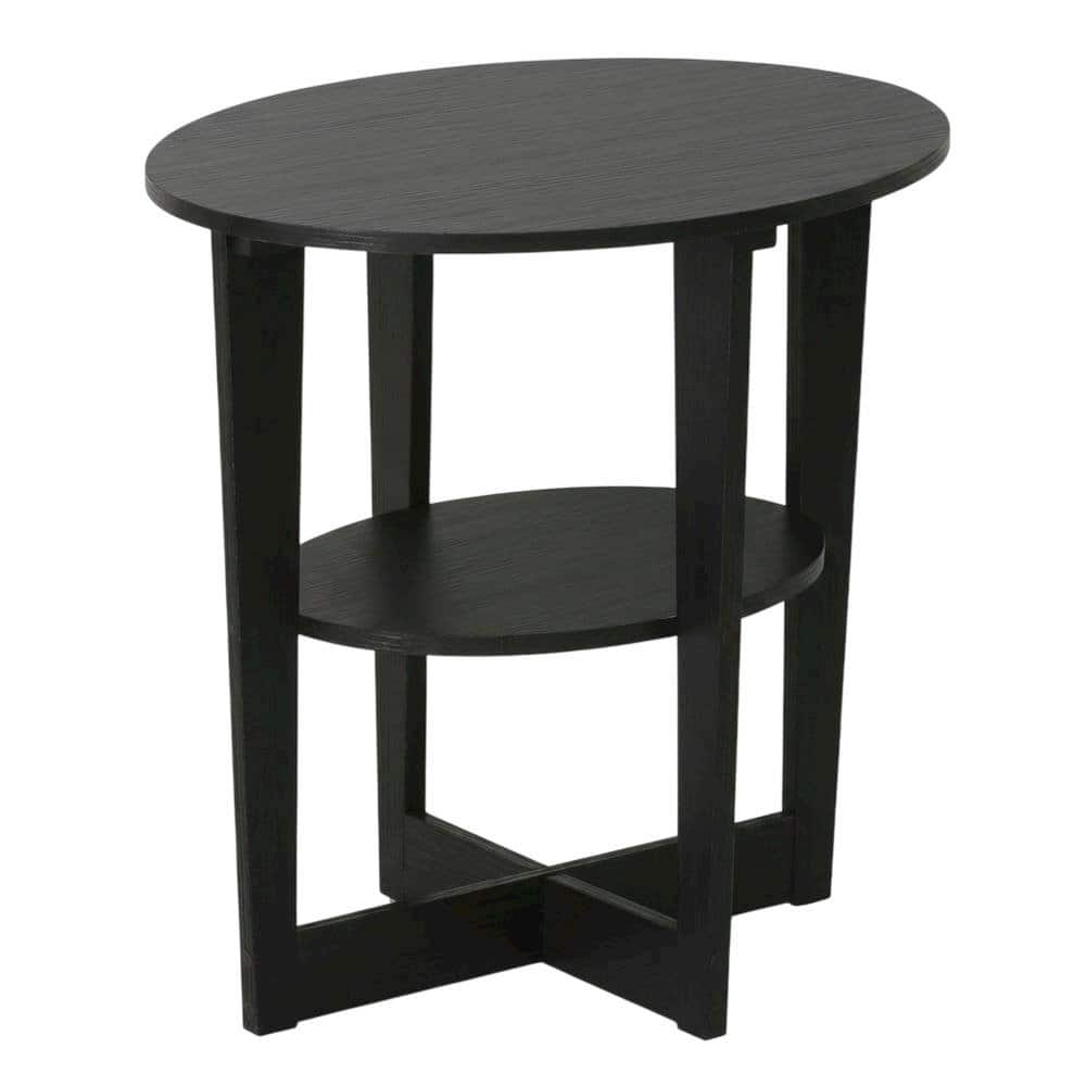 FurniFact - Round End Table with Sleek Modern Design for Living Room - Walnut