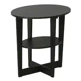 FurniFact - Round End Table with Sleek Modern Design for Living Room - Walnut
