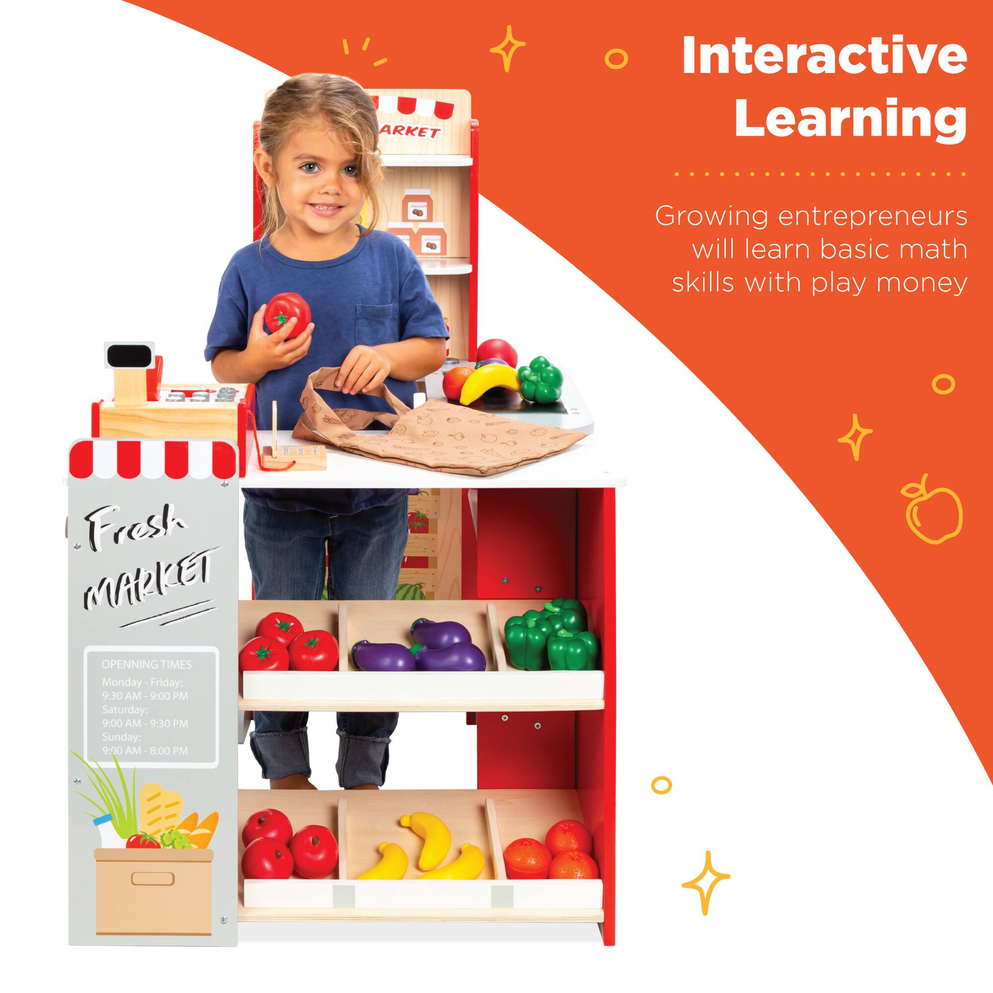 ARKET Interactive Learning

Growing entrepreneurs will learn basic math skills with play money

Fresh MARKET

OPENING TIMES
Monday - Friday: 9:30 AM - 9:00 PM
Saturday: 9:00 AM - 9:30 PM
Sunday: 9:00 AM - 8:00 PM