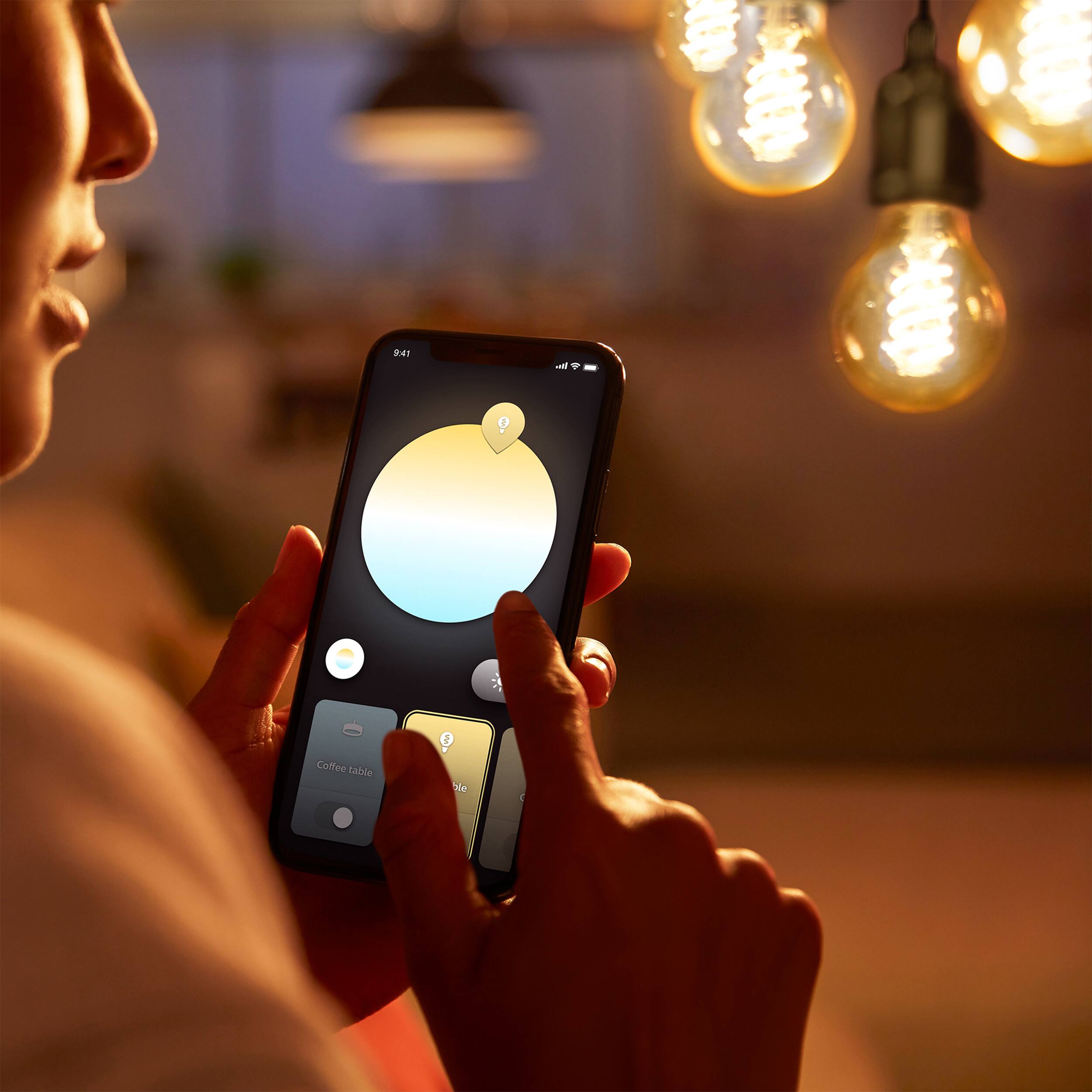 Alt View 13. Philips - Hue White Ambiance Filament E12 Smart LED Candelabra Bulb - White.
