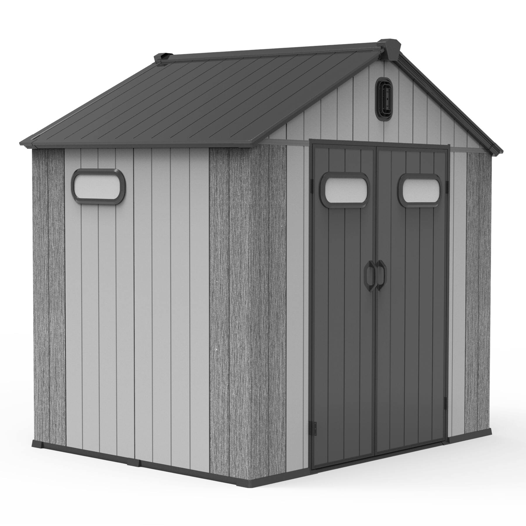 Front. Mondawe - 8x6FT Resin Storage Shed, Waterproof Outdoor Tool Shed with Windows & Vents - Grey.