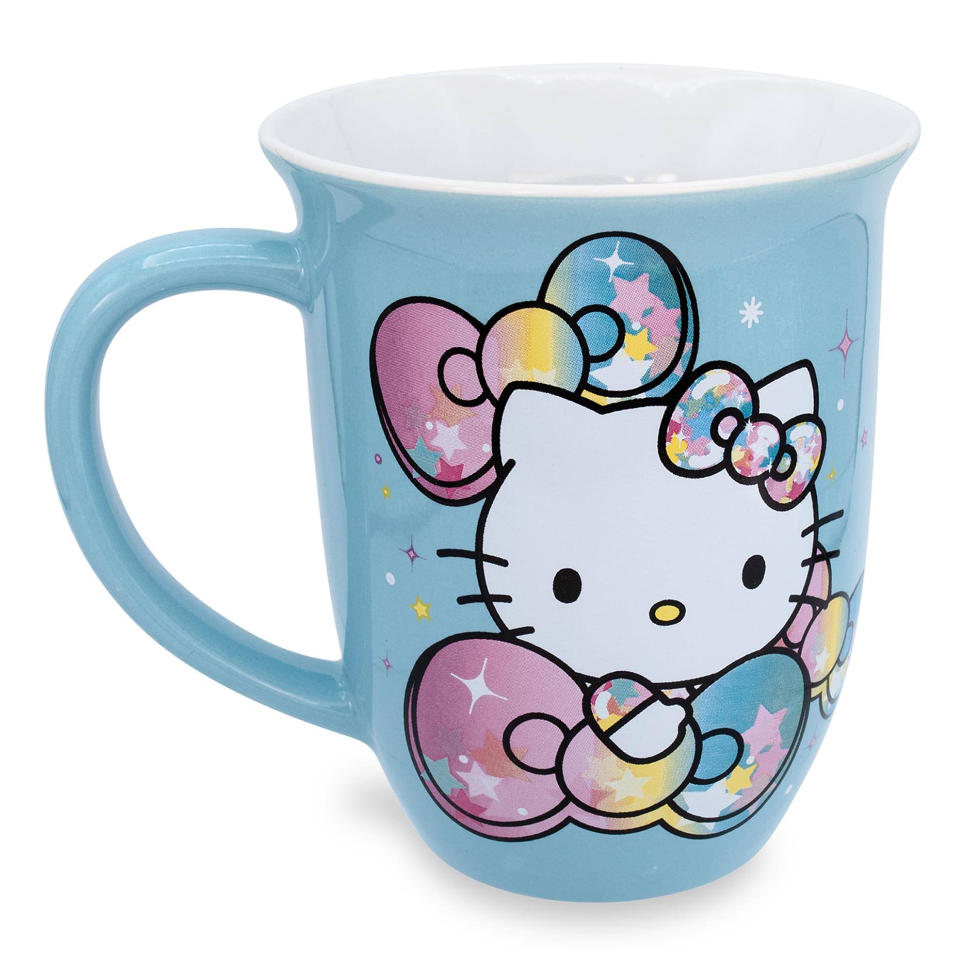 Alt View 1. Hello Kitty - Sanrio Hello Kitty Pastel on Rainbow Wide Rim Ceramic Mug | Holds 16 Ounces - Blue.