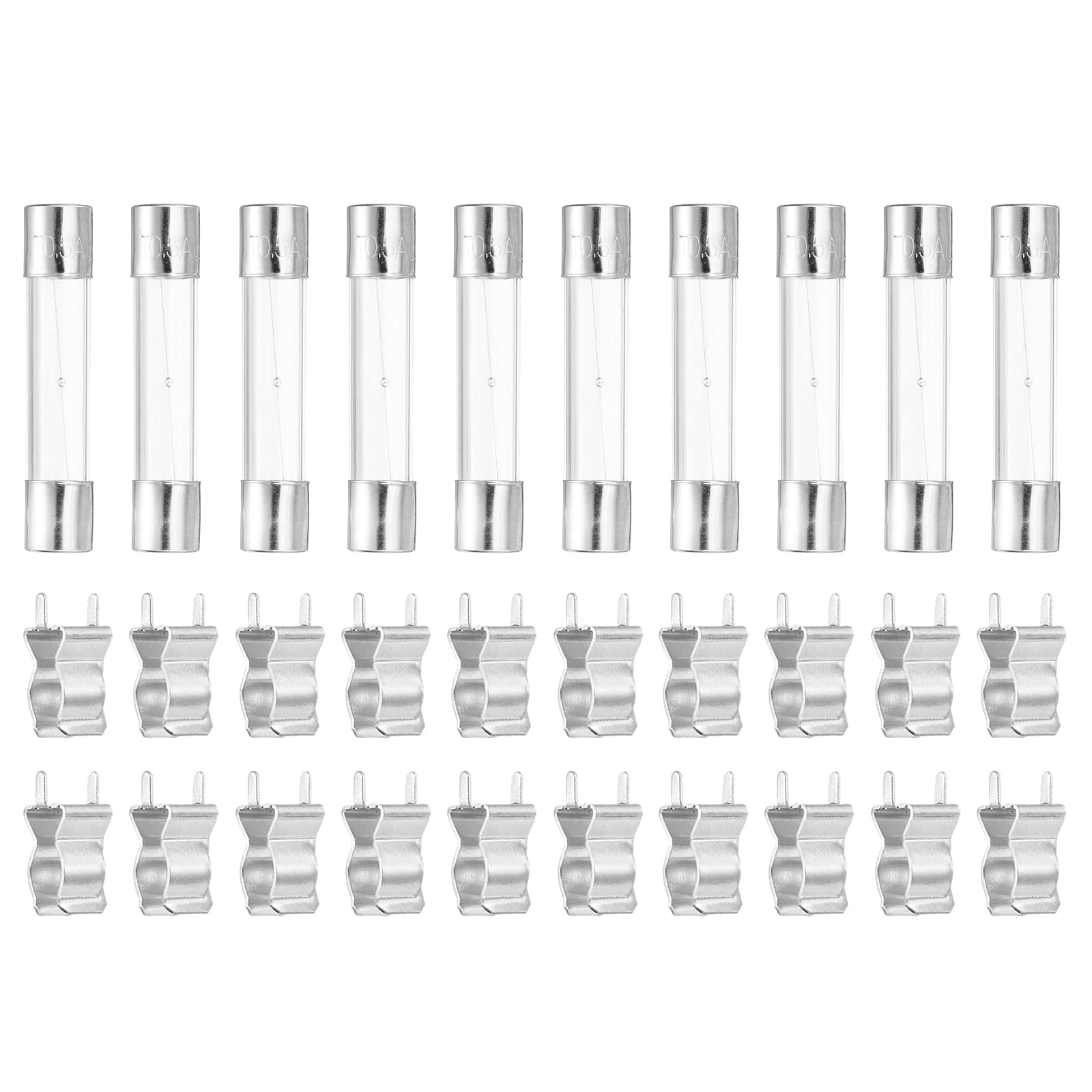 Unique Bargains - Glass Tube Fuses, 6x30mm 0.5A 250V Slow Fast Blow Glass Cartridge Tube Fuse with 20pcs Safety Clip 10pcs price history on PriceWatchPro