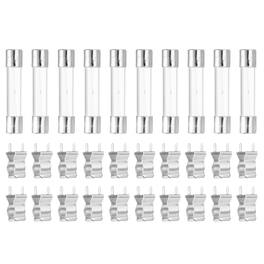 Unique Bargains - Glass Tube Fuses, 6x30mm 0.5A 250V Slow Fast Blow Glass Cartridge Tube Fuse with 20pcs Safety Clip 10pcs
