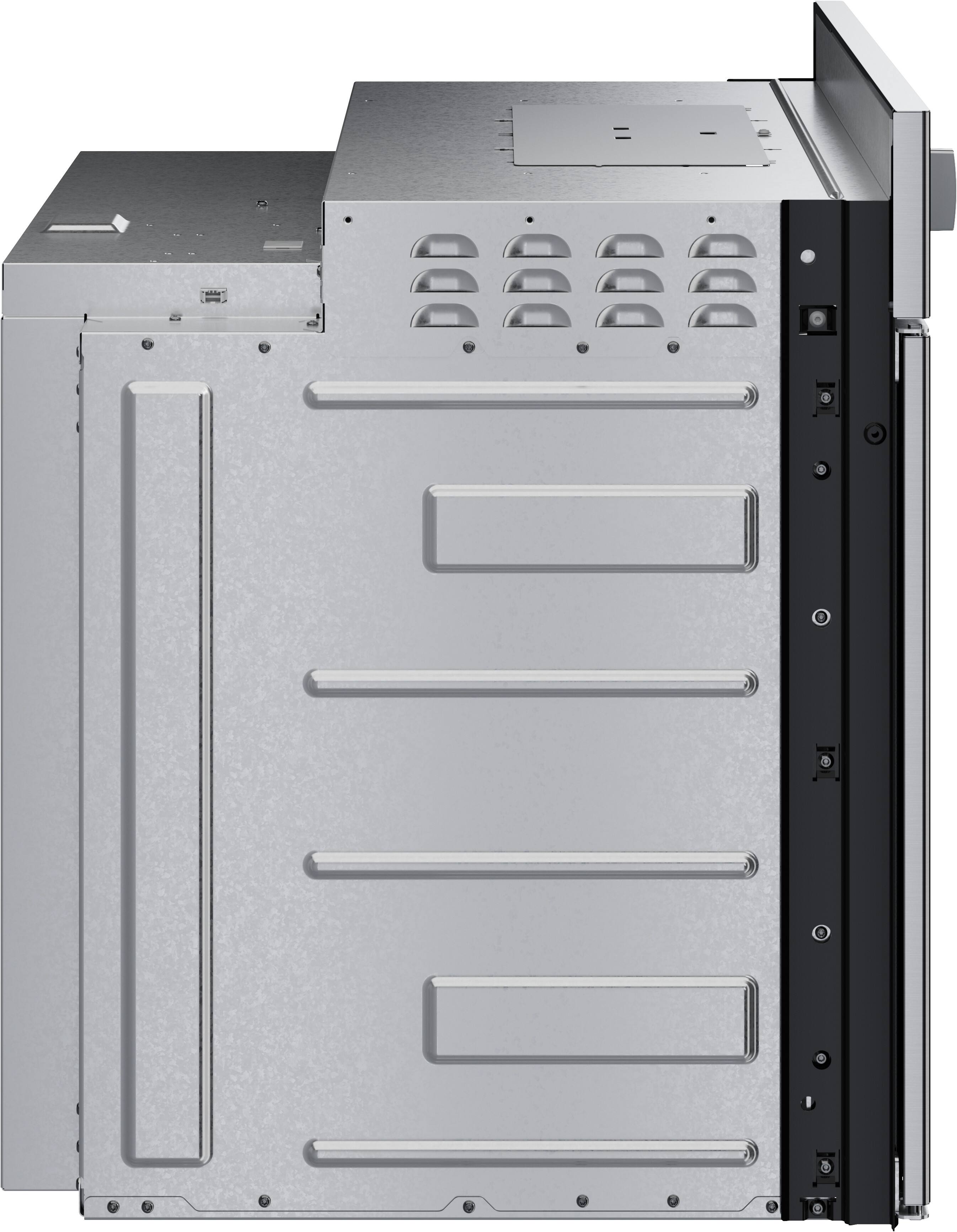 Angle. Bosch - 500 Series 30" 4.6 Cu. Ft. Built-In Single Electric True Convection Wall Oven with Left Opening Door - Stainless Steel.