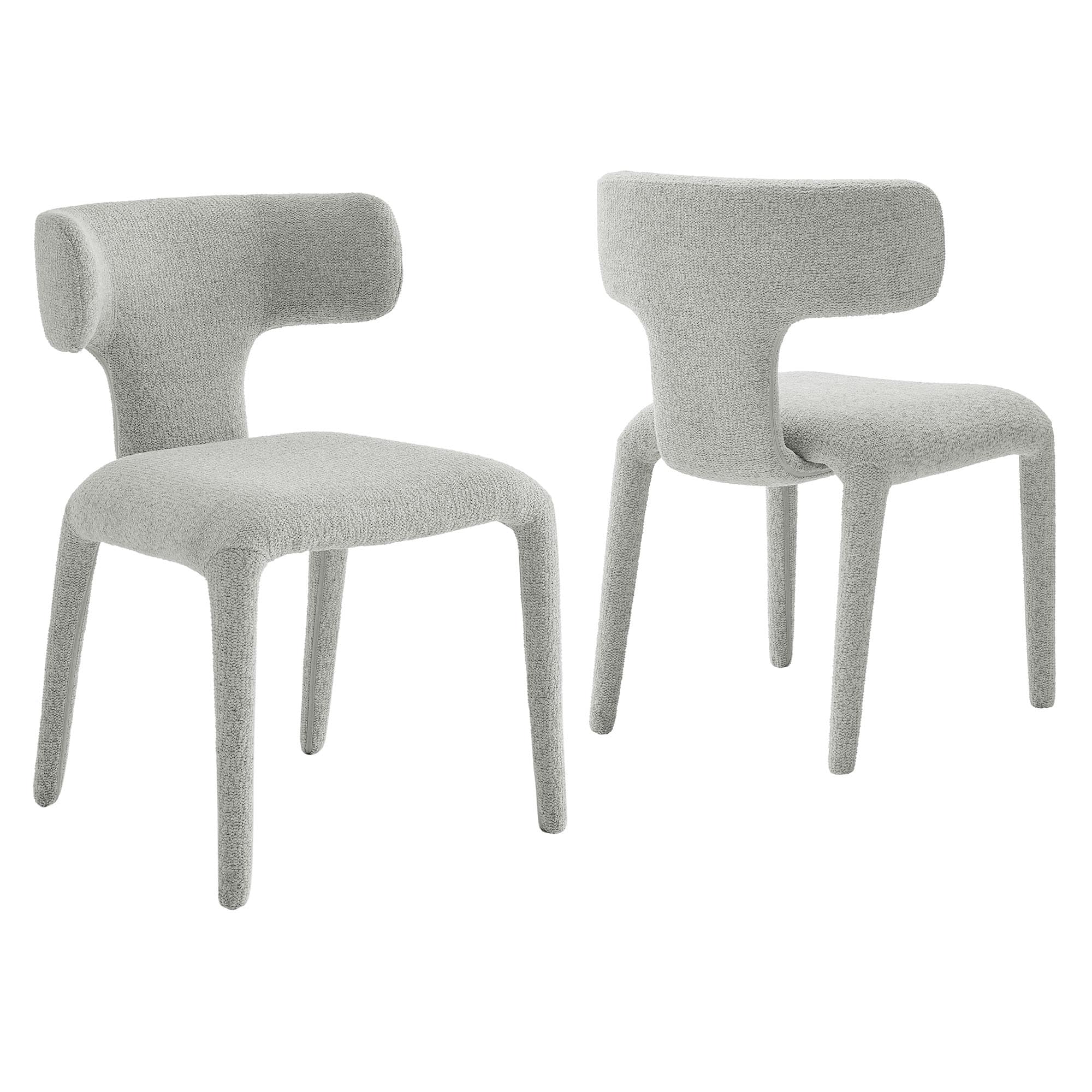 Stellan Curved Back Boucle Upholstered Dining Chair Set of 2 by Modway - Gray