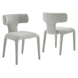 Stellan Curved Back Boucle Upholstered Dining Chair Set of 2 by Modway - Gray