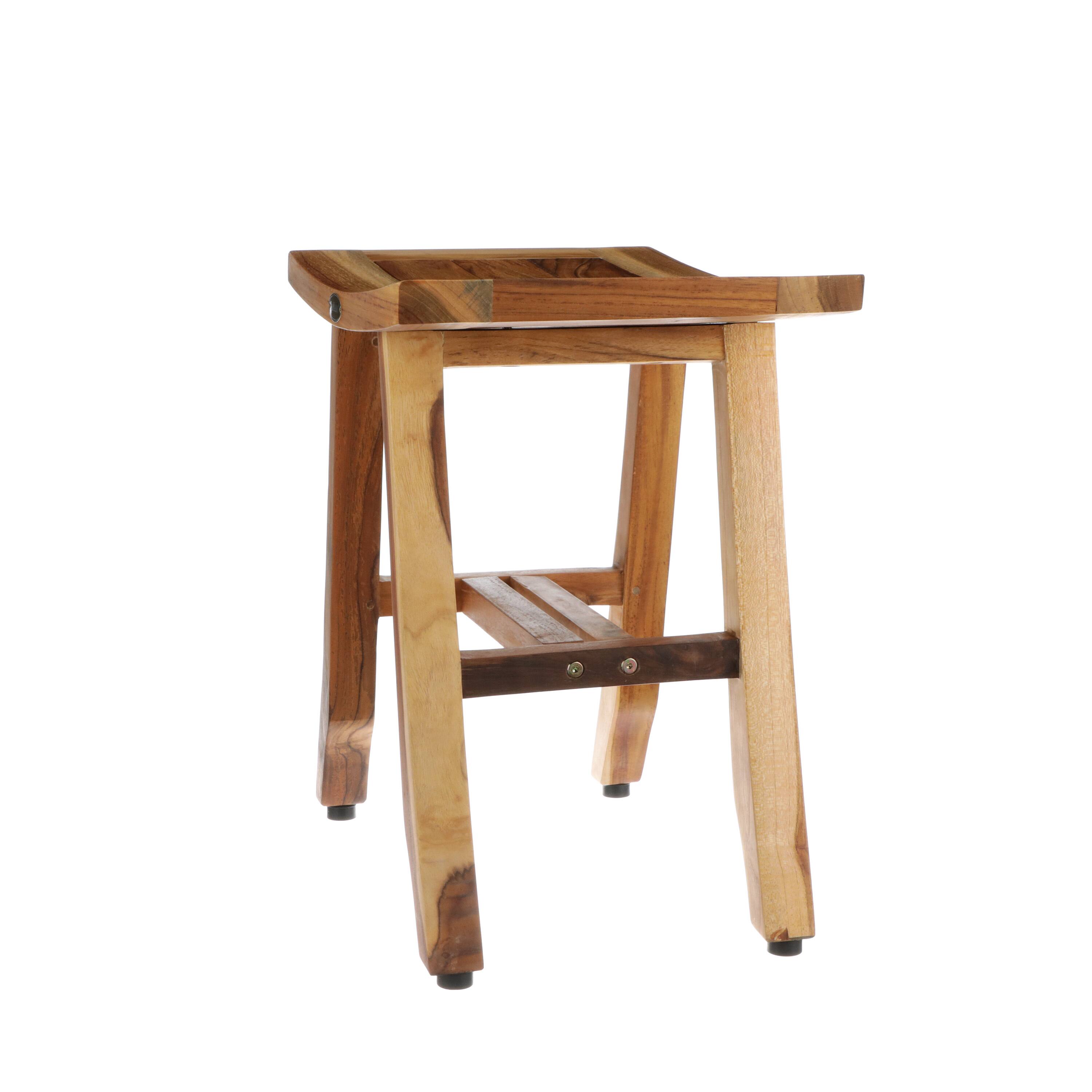 Left. EcoDecors - EcoDecors 18 Inch Satori Natural Teak Waterproof Teak Wood Shower Bench - EarthyTeak.