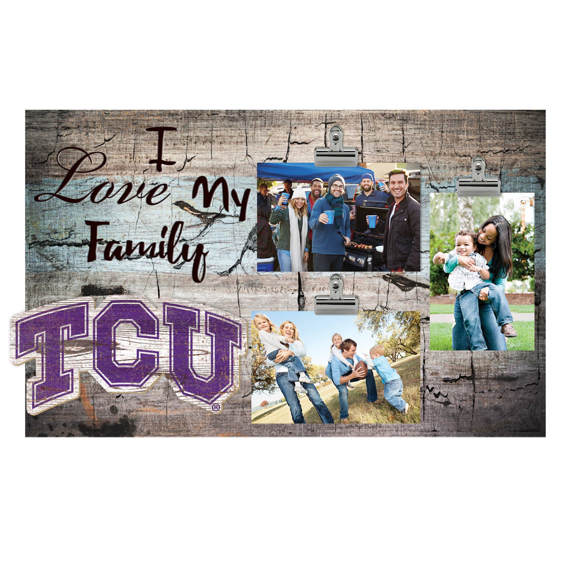 TCU Horned Frogs 11" x 19" I Love My Family Clip Photo Frame