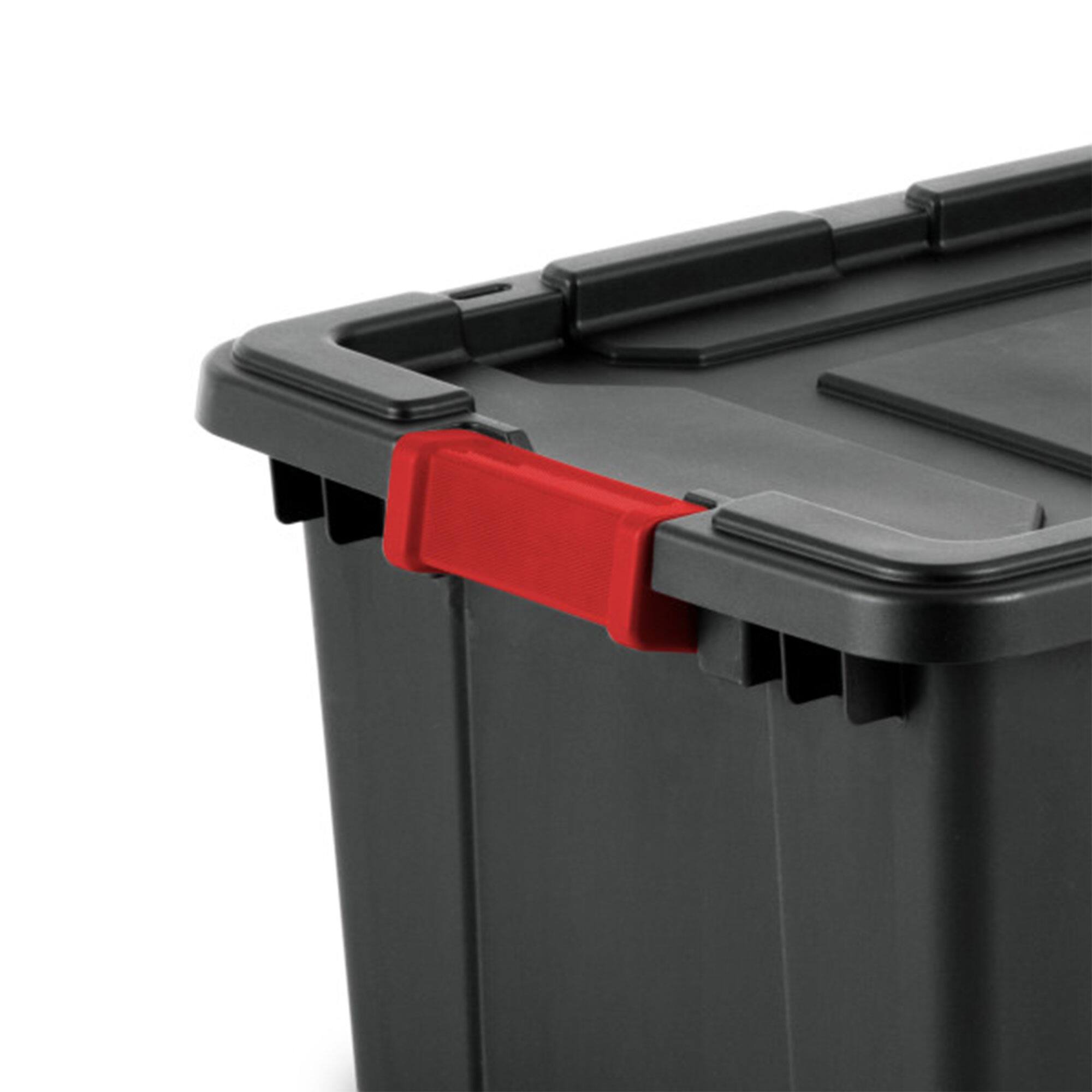 Alt View 8. Sterilite - Sterilite 15 Gallon Durable Rugged Industrial Tote with Red Latches, 18 Pack.