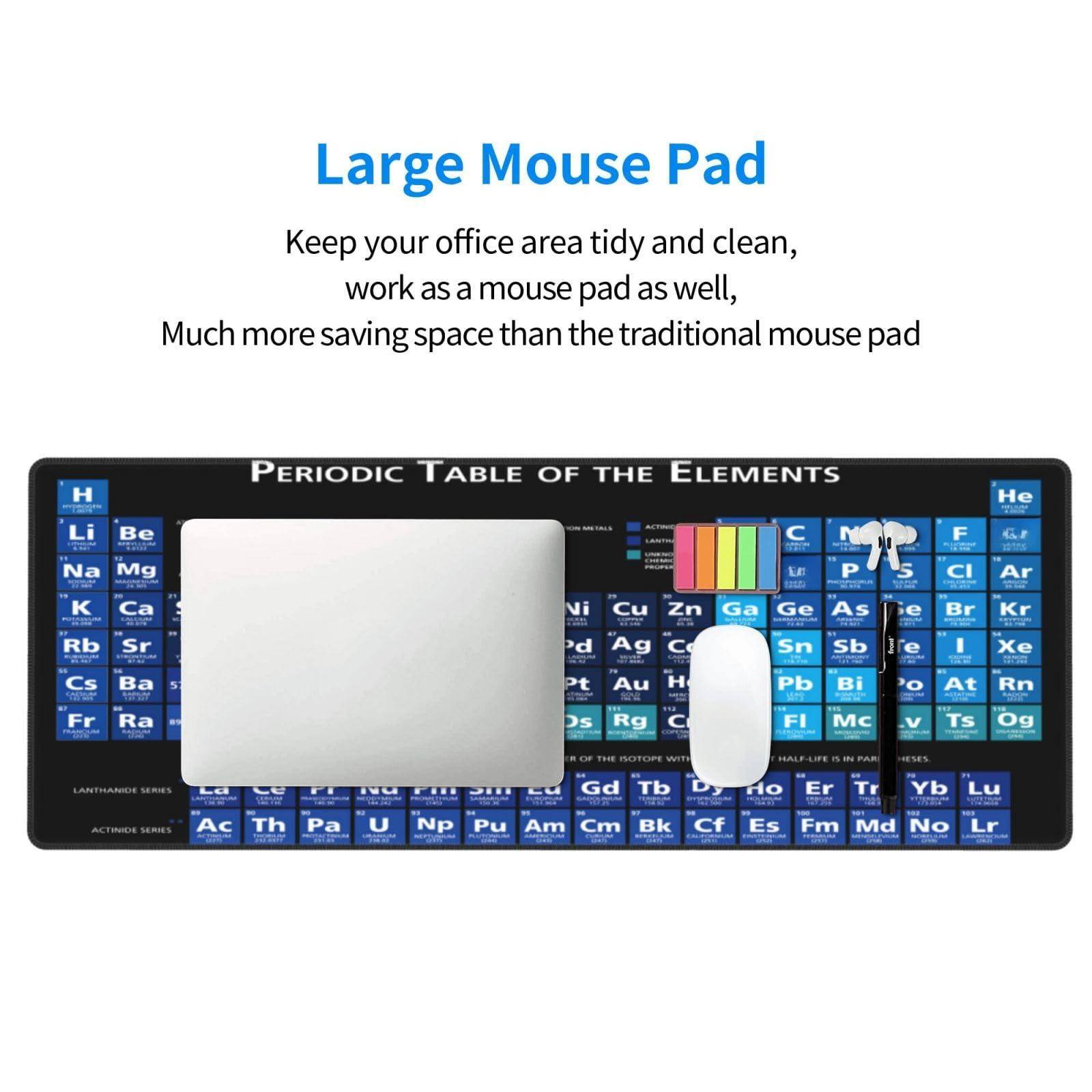 Large Mouse Pad

Keep your office area tidy and clean, work as a mouse pad as well, Much more saving space than the traditional mouse pad

PERIODIC TABLE OF THE ELEMENTS

H Li Be B C N O F Ne Na Mg Al Si P S Cl Ar K Ca Sc Ti V Cr Mn Fe Co Ni Cu Zn Ga Ge As Se Br Kr Rb Sr Y Zr Nb Mo Tc Ru Rh Pd Ag Cd In Sn Sb Te I Xe Cs Ba La Hf Ta W Re Os Ir Pt Au Hg Tl Pb Bi Po At Rn Fr Ra Ac Th Pa U Np Pu Am Cm Bk Cf Es Fm Md No Lr Rf Db Sg Bh Hs Mt Ds Rg Cn Uut Uuq Uup Uuh Uus Uuo

LANTHANIDE SERIES: La Ce Pr Nd Pm Sm Eu Gd Tb Dy Ho Er Tm Yb Lu

ACTINIDE SERIES: Ac Th Pa U Np Pu Am Cm Bk Cf Es Fm Md No Lr
