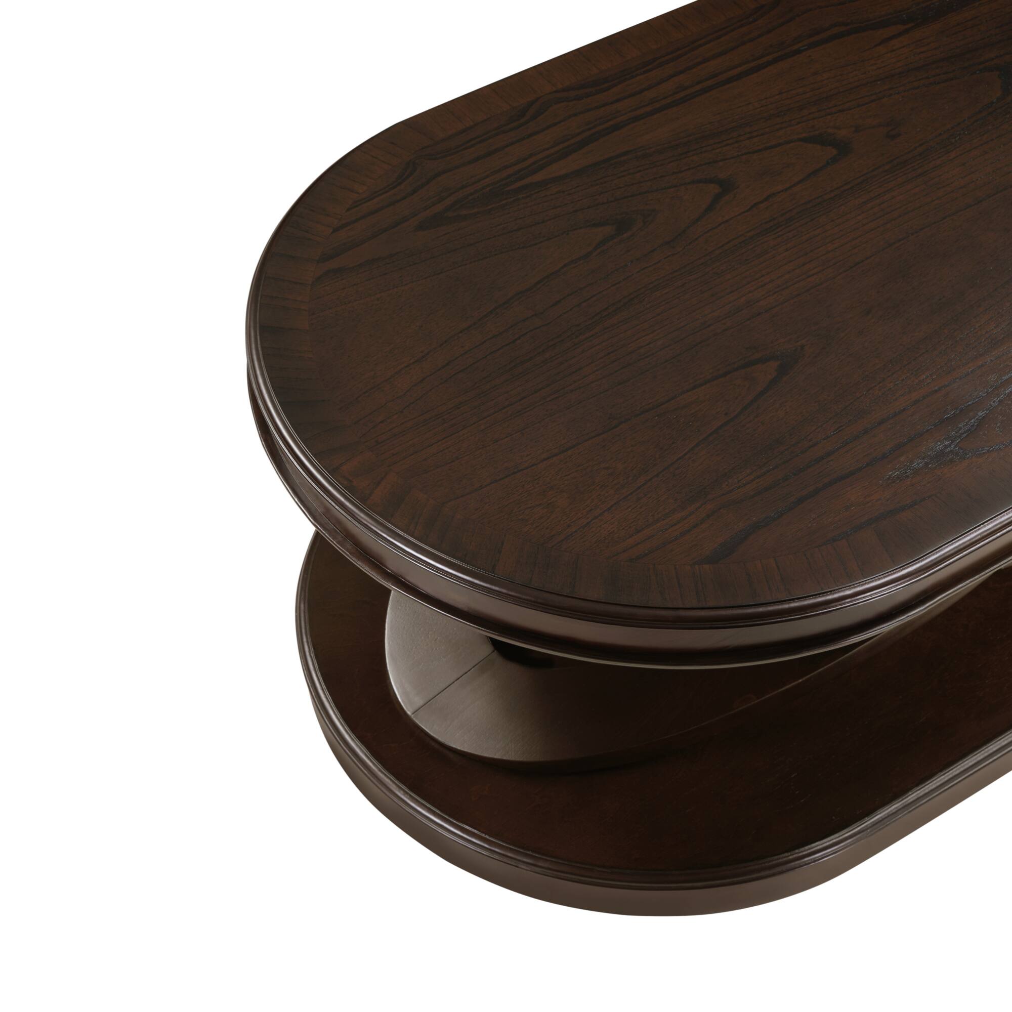 Alt View 9. GOODSILO - Elegant Oval Wood Coffee Table with X-Shaped Base and Open Storage for Living Room and Home Office - Espresso.