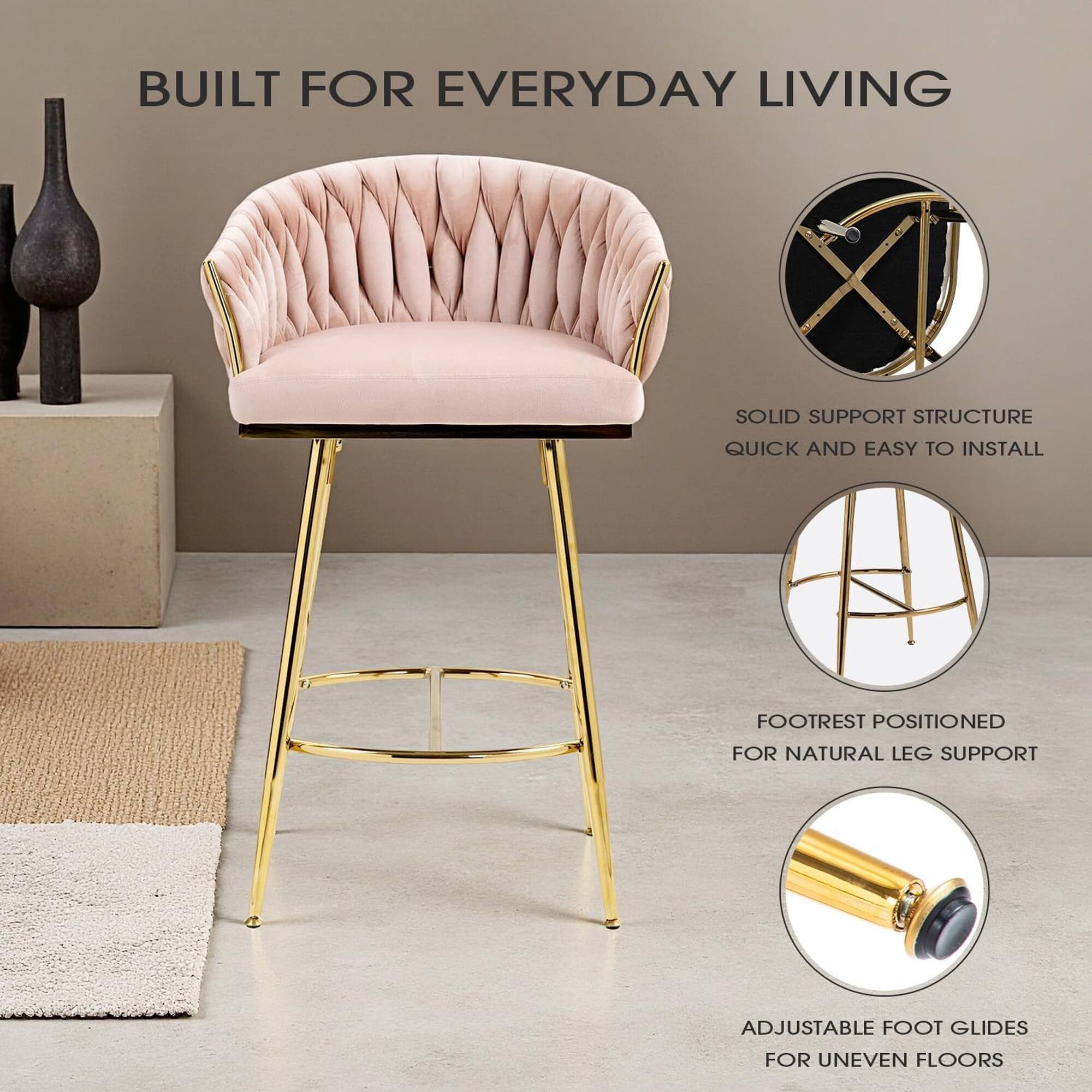 BUILT FOR EVERYDAY LIVING

- SOLID SUPPORT STRUCTURE
- QUICK AND EASY TO INSTALL

- FOOTREST POSITIONED FOR NATURAL LEG SUPPORT

- ADJUSTABLE FOOT GLIDES FOR UNEVEN FLOORS