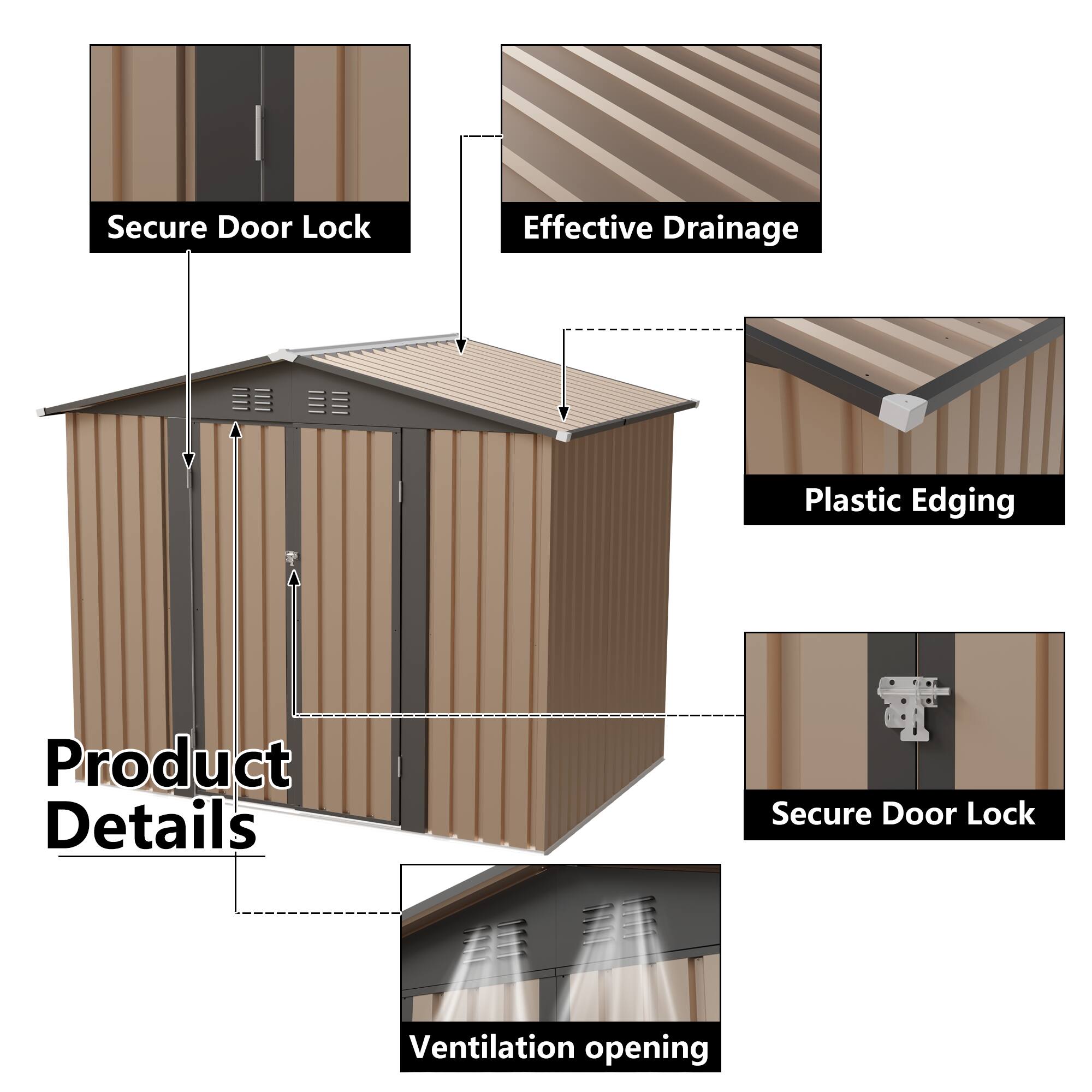 Secure Door Lock  
Effective Drainage  
Plastic Edging  
Product Details  
Ventilation opening