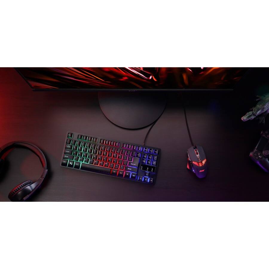 Alt View 4. Acer - Acer Nitro Keyboard TKL - Cable Connectivity - USB Interface - RGB LED - Membrane Keyswitch - Black - Black.