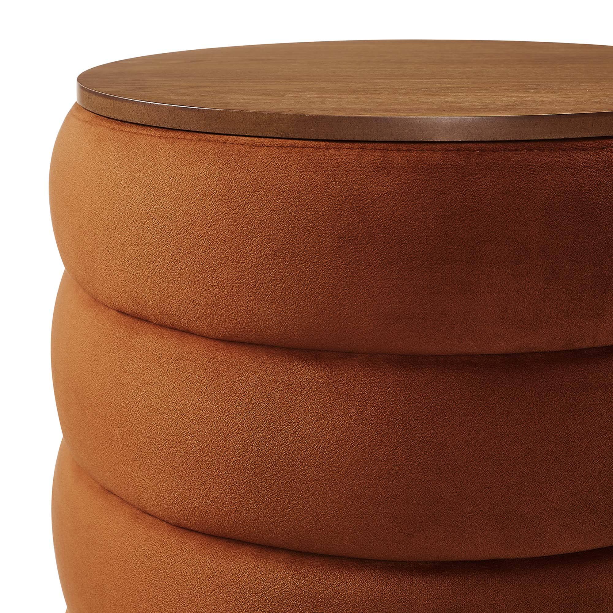 Alt View 5. Modway - Mezzo Round Performance Velvet Storage Ottoman by Modway - Rust.