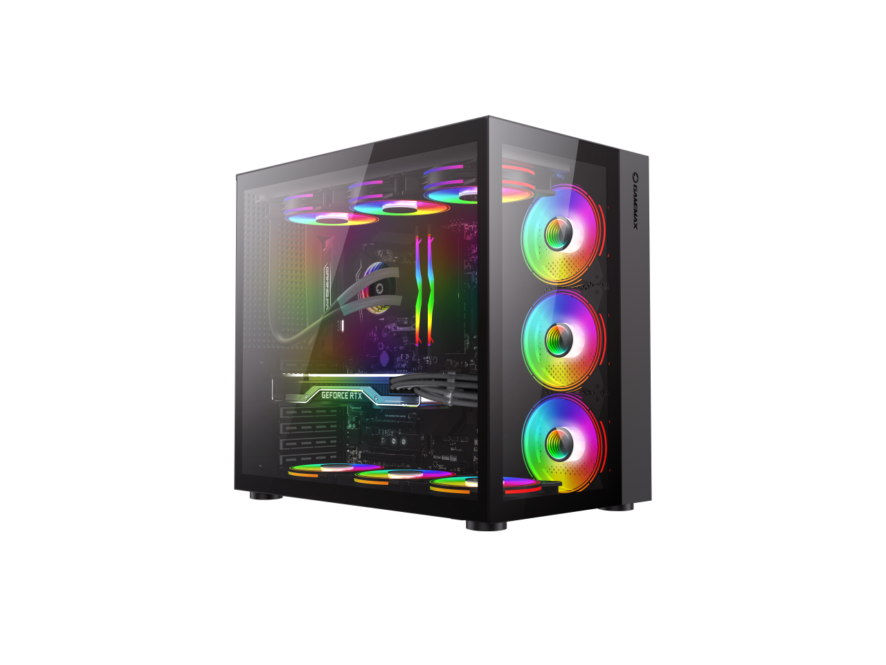 GAMEMAX - Infinity BK USB3.0/Type C Tempered Glass ATX Mid Tower Gaming Case (Fans Not Included) - Black