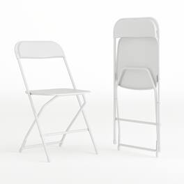 Emma + Oliver - Set of 2 Stackable Folding Plastic Chairs - 650 LB Weight Capacity - White