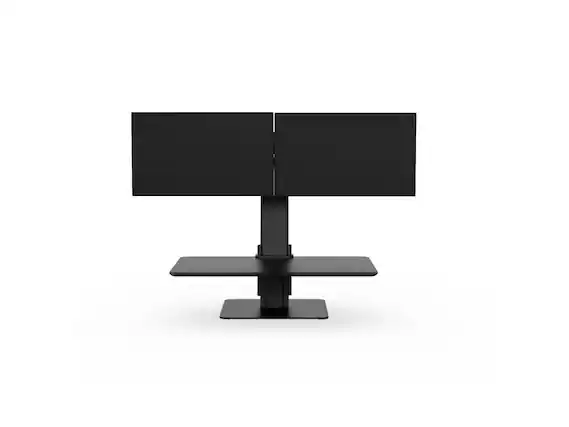 Front. Humanscale - Humanscale QS Eco 2.0 Dual Monitor Arms with Dual Clamp Mount Base - Black (QSE2DMB) - Unknown.