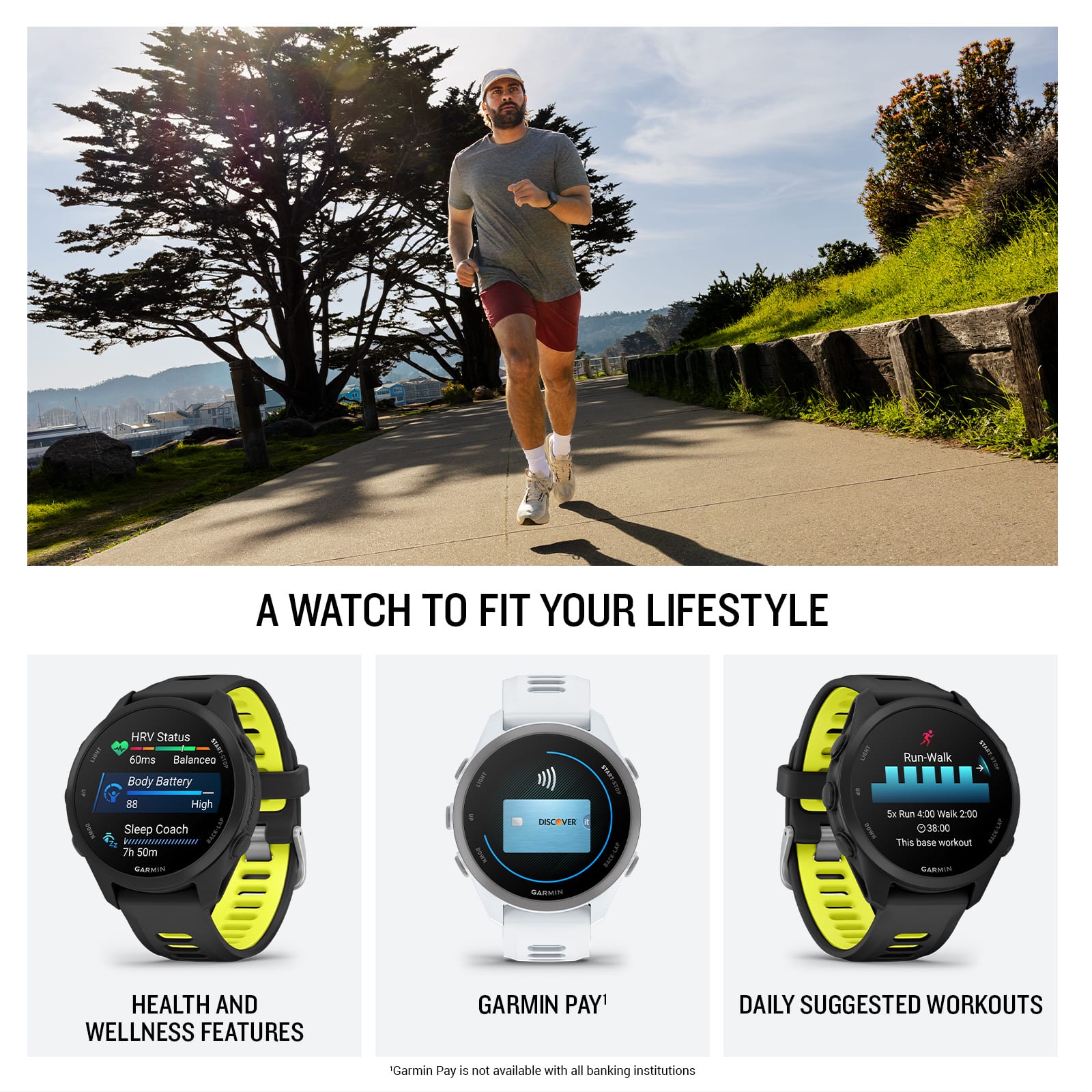 Garmin Forerunner 170 Music GPS Smartwatch 43 mm Fiber Reinforced