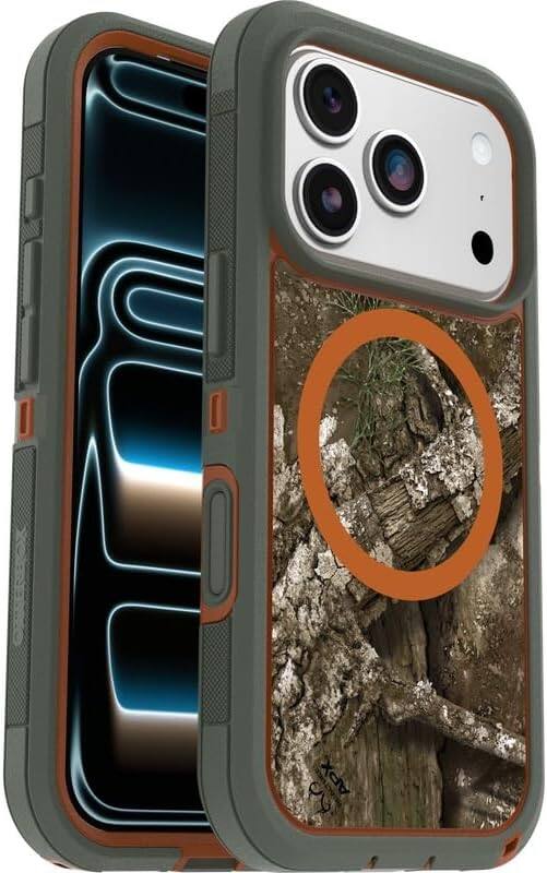 Alt View 3. OtterBox - OtterBox iPhone 17 Pro - Defender Series XT Case - Includes Holster Clip Kickstand - Snaps on MagSafe - Rugged & Durable - Realtree APX (Camo).