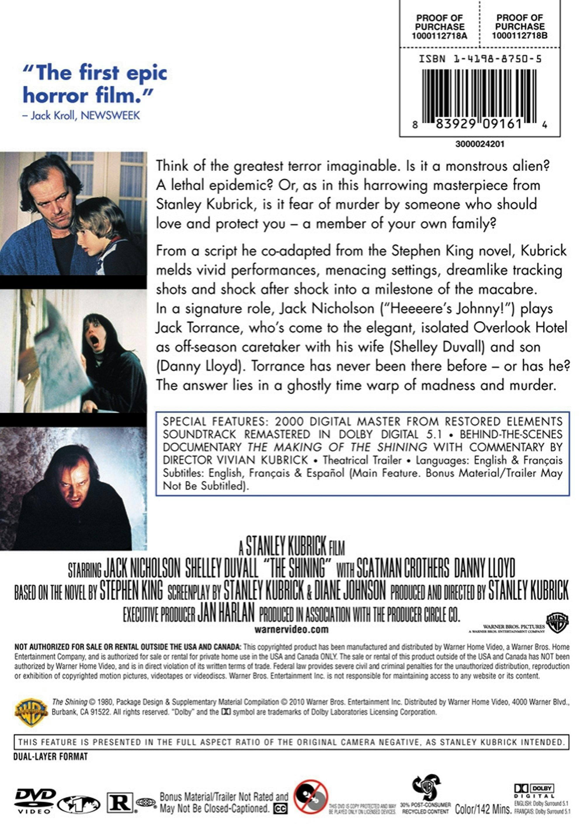 Angle. The Shining (DVD Widescreen) [DVD].