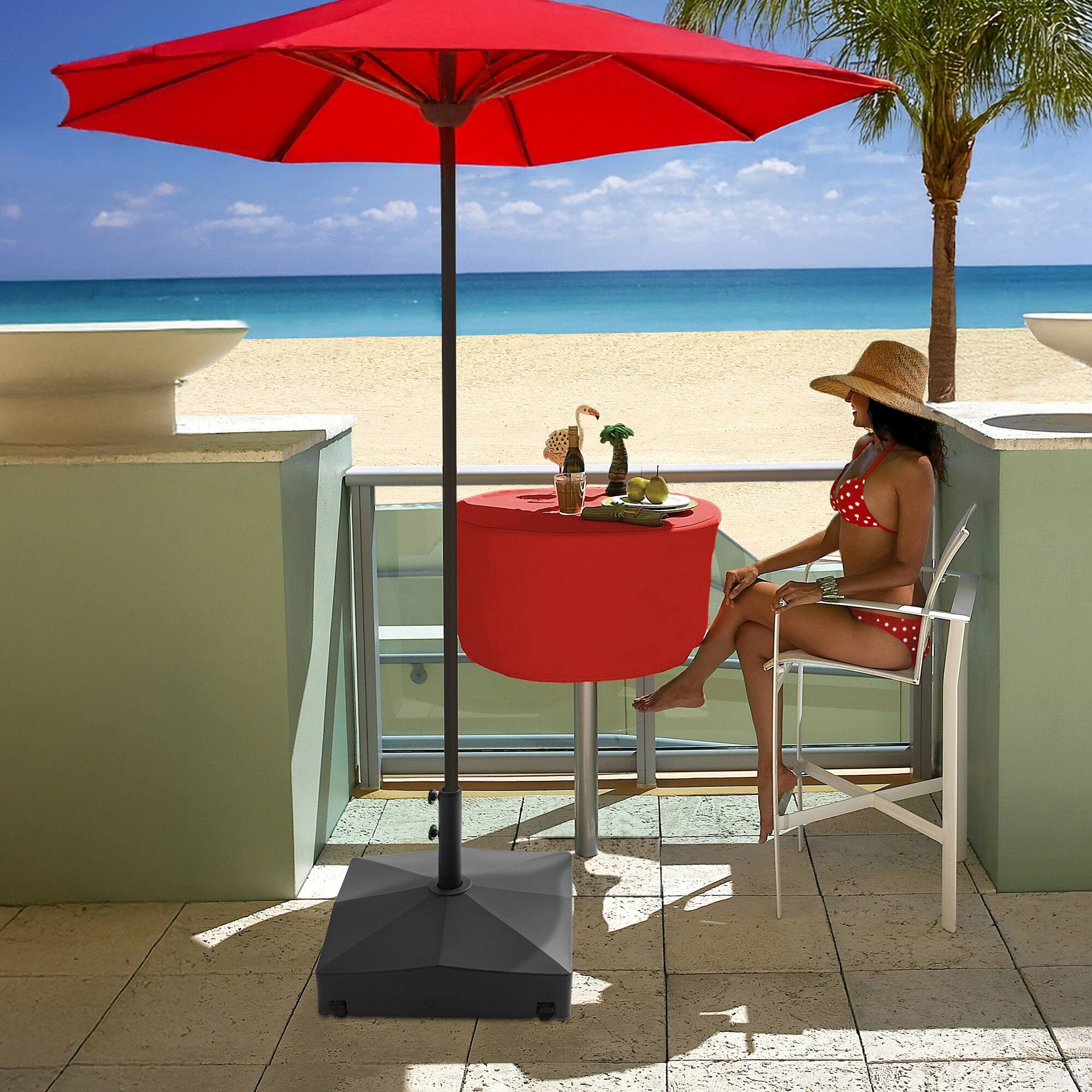 Alt View 3. Casafield - Fillable Mobile Umbrella Base Stand w/ Wheels for Patio - Lawn - Deck - Black.