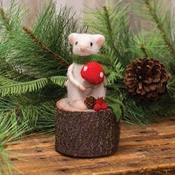 Angle. BreeBe - Felted Mouse on Log - Multicolor.