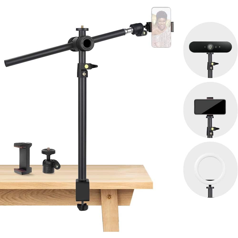 MOSZAR LLC - Camera Arm Desk Mount with 360° Adjustable Clamp & Ballhead – Black