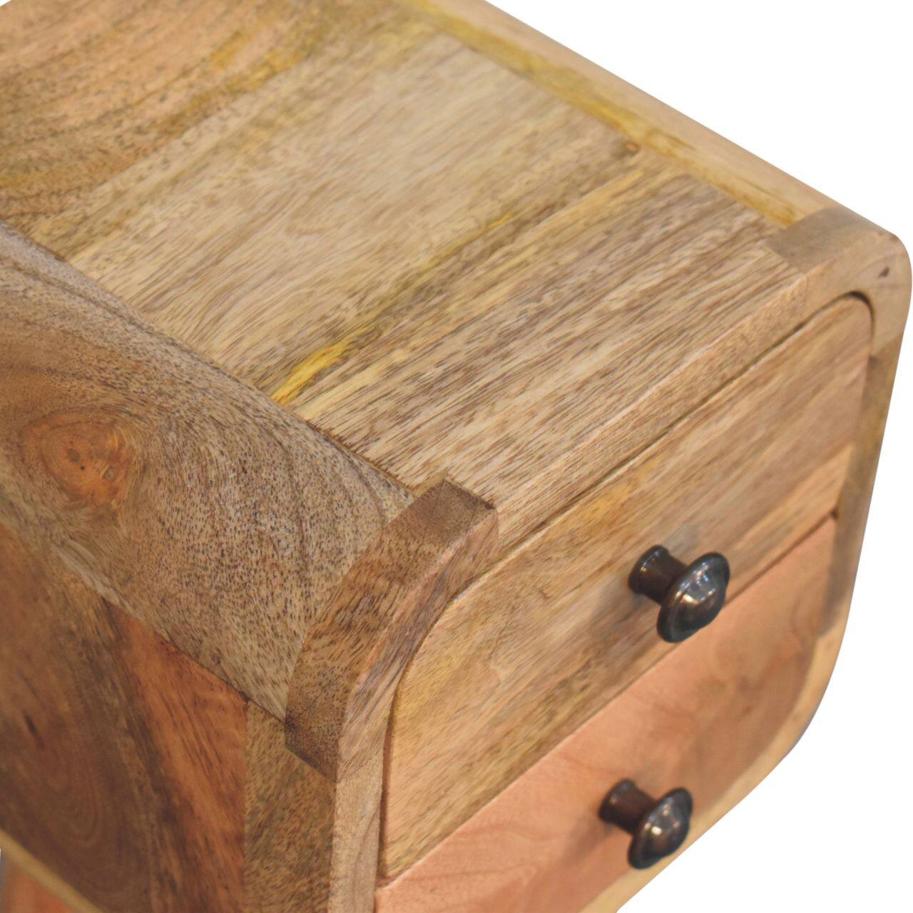 Alt View 2. Artisan Furniture - Artisan Furniture Solid Wood Extra Mini Curved Oak-ish Bedside, 2 Drawers, Nordic Legs, Light Brown - Oak.