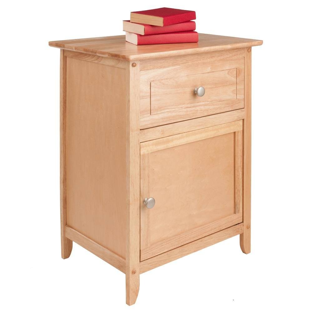 Left. FurniFact - Natural Accent Table with Drawer and Cabinet - Natural.