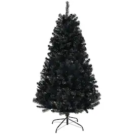 Homcom - Tall Artificial Christmas Tree, Unlit, 1000 Branch Tips, Auto Open, Steel Base - Black