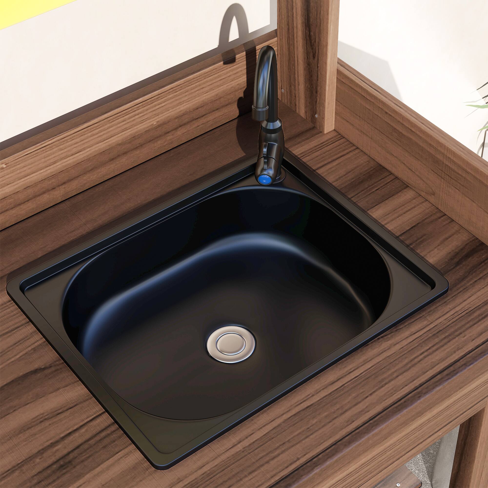 Alt View 7. Outsunny - Potting Bench Table, Outdoor Garden Table Wooden Work Station with Removable Sink, Faucet, Drawer, Shelves, Hooks - Coffee.