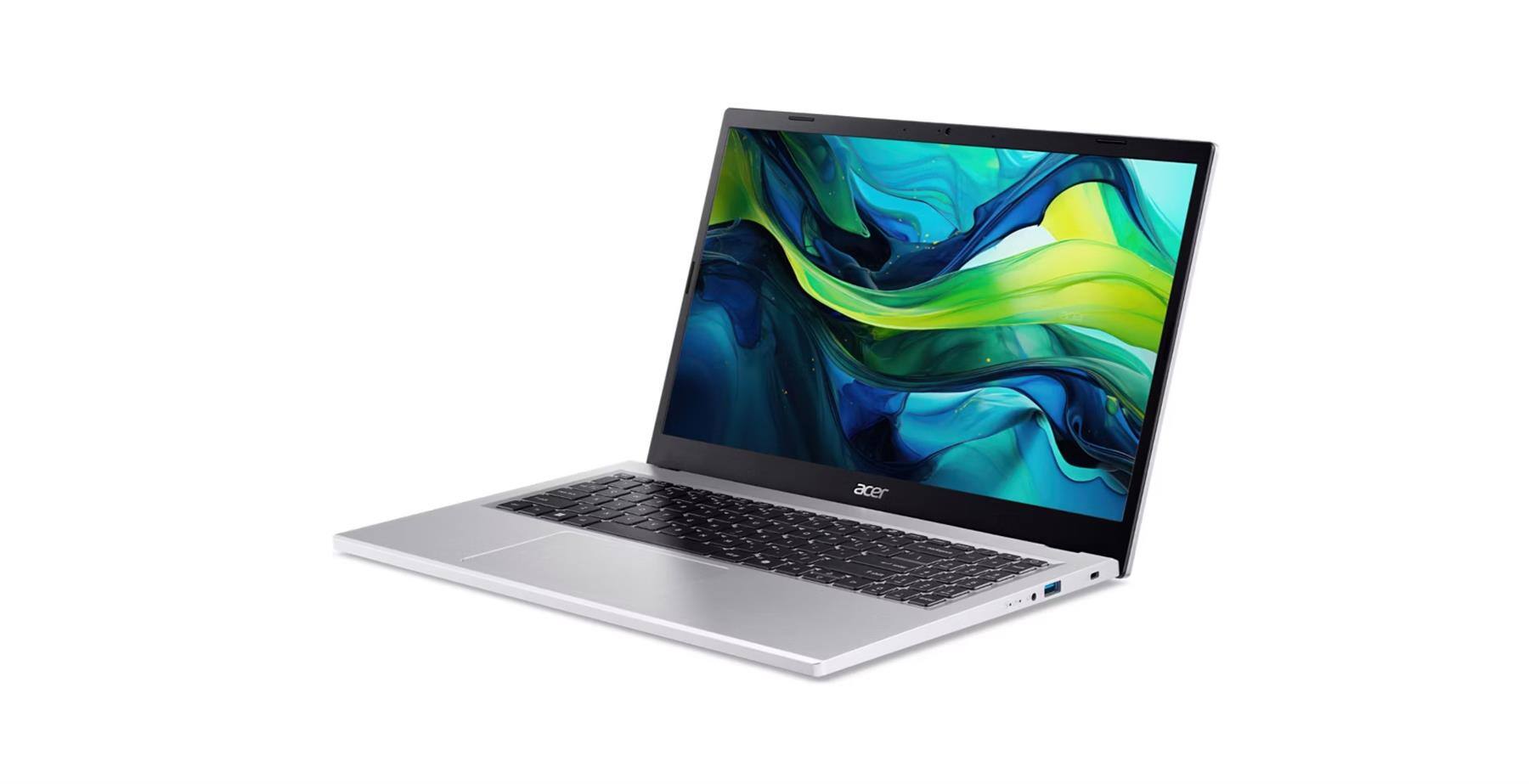 Left. Acer - Aspire Go 15 AI Laptop, 15.6" Touch FHD, i7-13620H, 32GB DDR5, 1TB SSD, Wi-Fi 6, Win 11 Home - Pure Silver.