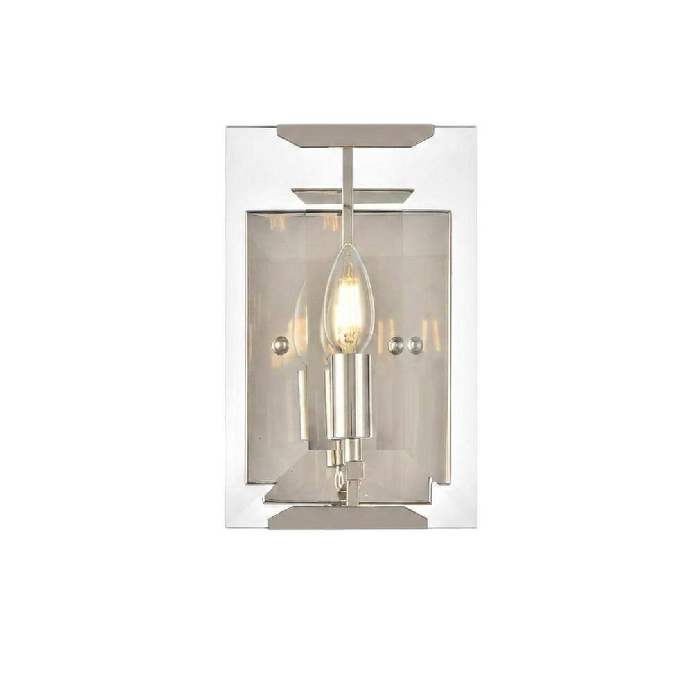 Front. Urban Classic - Monaco 1 light Golden Iron Wall Sconce Glass Crystal - Polished Nickel.