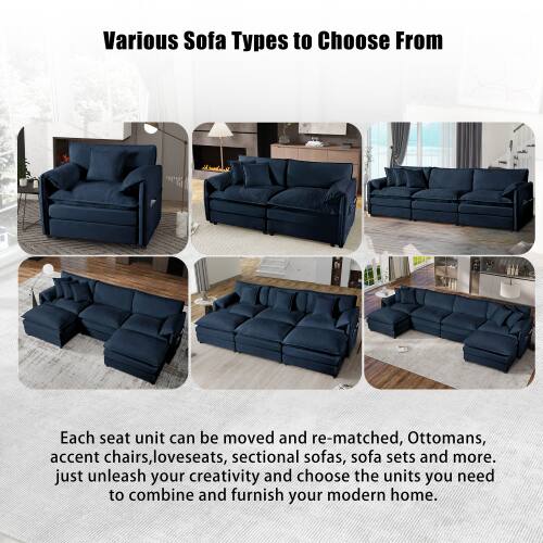 Various Sofa Types to Choose From

Each seat unit can be moved and re-matched, Ottomans, accent chairs, loveseats, sectional sofas, sofa sets and more. Just unleash your creativity and choose the units you need to combine and furnish your modern home.