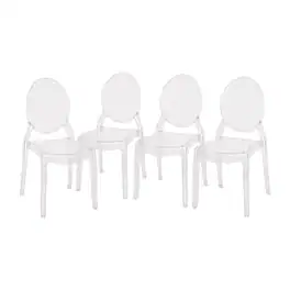 Emma + Oliver - Armless Polycarbonate Resin Stacking Accent Chair-Extra Wide Seat - Clear