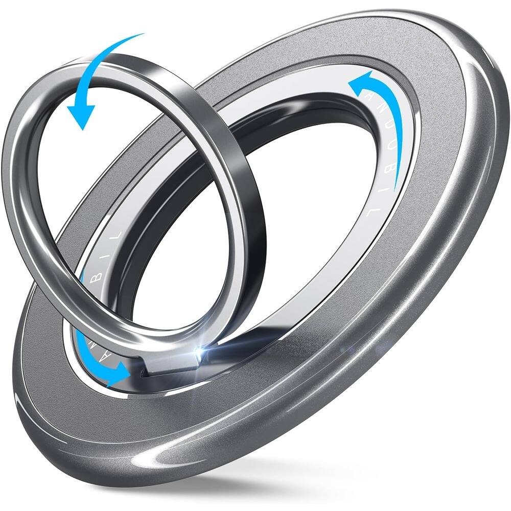 PARKER SLATER - Sability Max Dual-Sided Magnetic Phone Ring Grip Stand for MagSafe iPhone 16–12 & Samsung S25 (Grey) - Gray