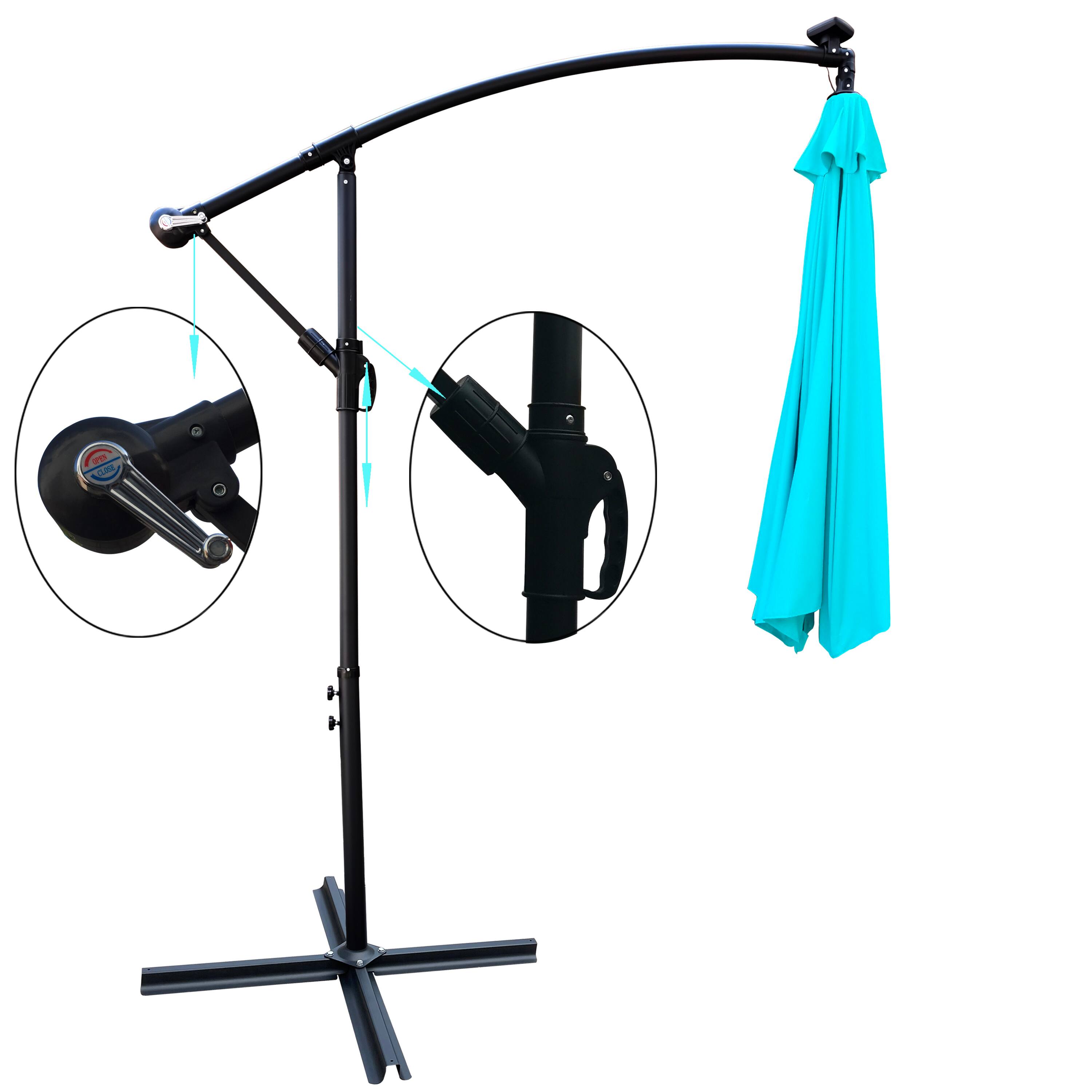 Alt View 4. Loheer - Loheer 10 ft Solar Umbrella Outdoor Patio Umbrella with Lights Market Umbrella with Base Waterproof.