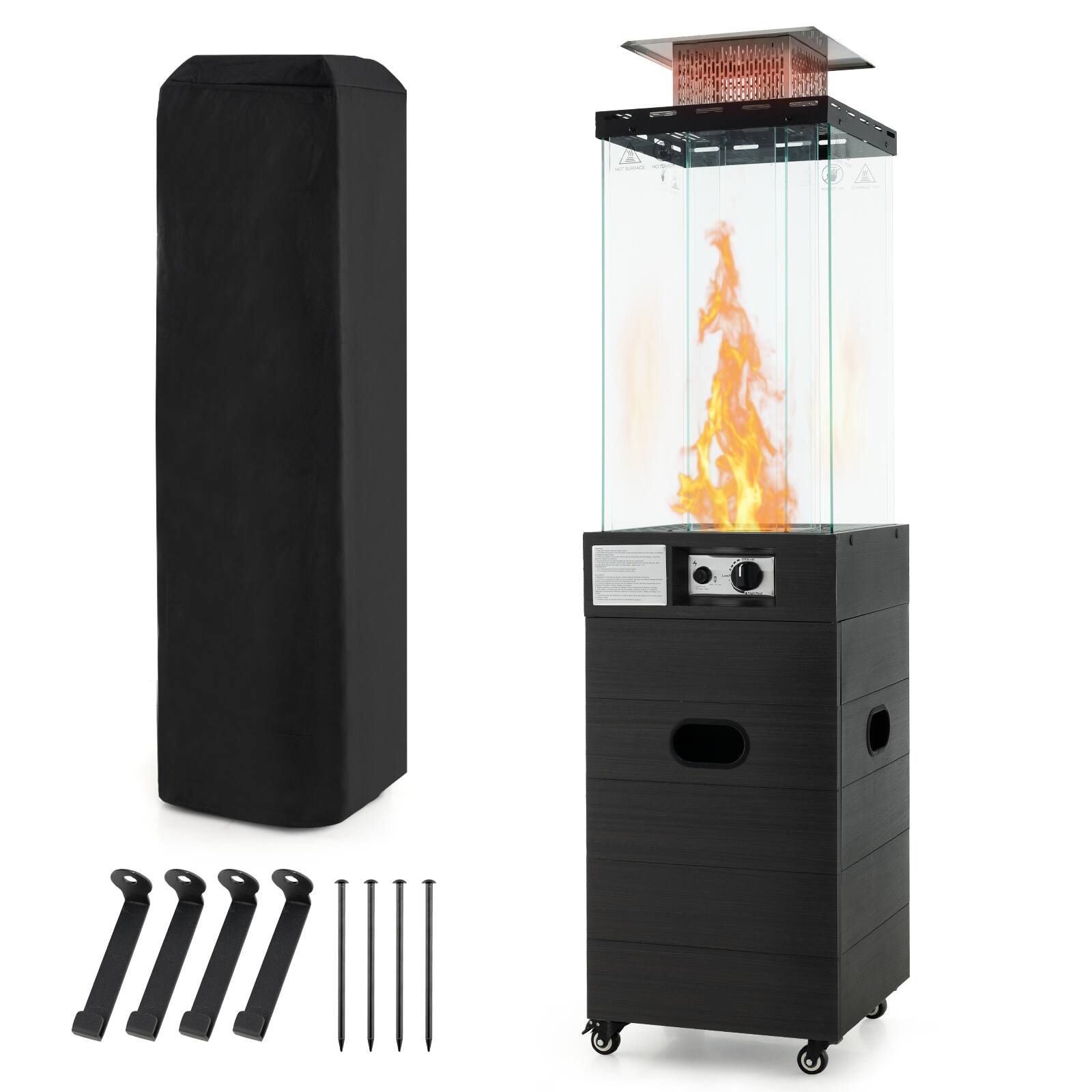 Front. Sugift - 40000 BTU Patio Heater Outdoor Propane Gas Heater with Cover and Wheels-Black - Black.