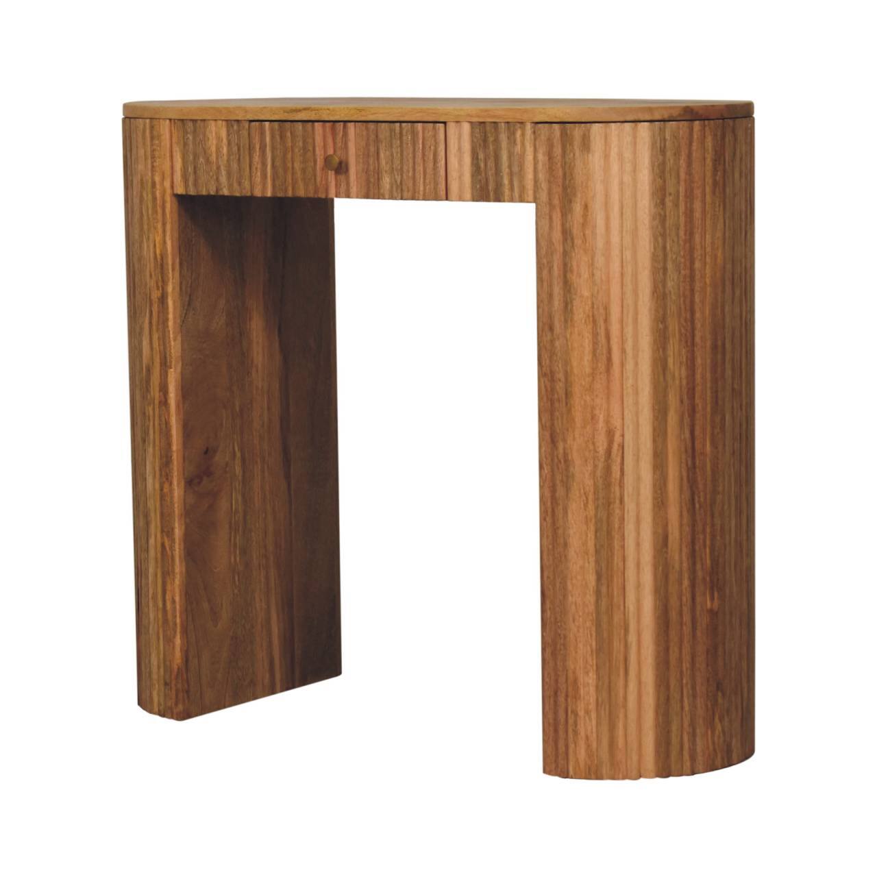 Left. Artisan Furniture - Artisan Furniture Solid Wood Soba Straight Console Table, 1 Drawer, Light Brown - Brown.