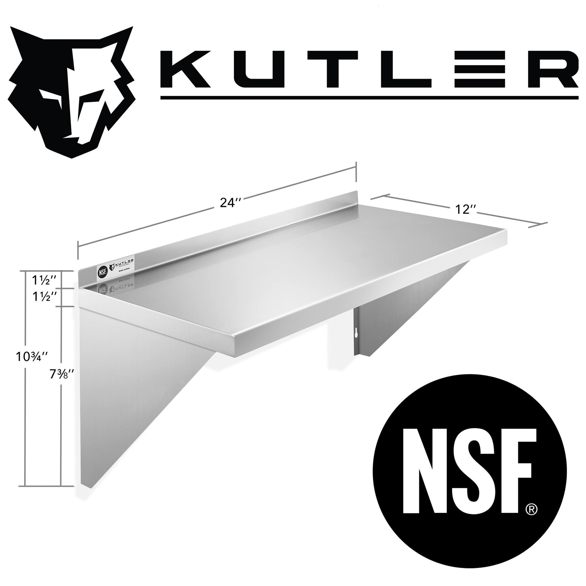 KUTLER  
24" 12" 1½" 1½"  
TA NST Oel7as 10¾" 7¾"  
NSF